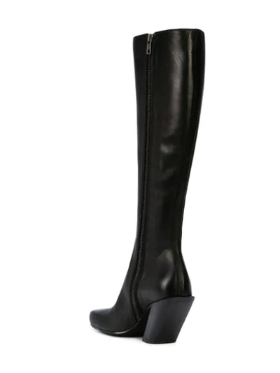 Shop Ann Demeulemeester Vitello Seta Knee Boots In Black