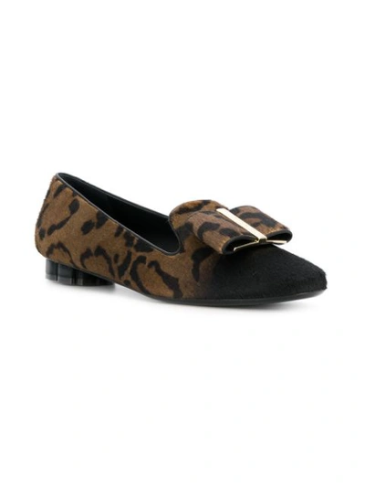 Shop Ferragamo Vara Leopard Loafers In Brown