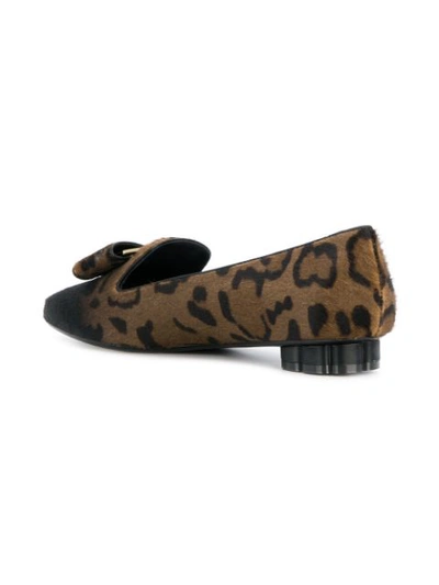 Shop Ferragamo Vara Leopard Loafers In Brown