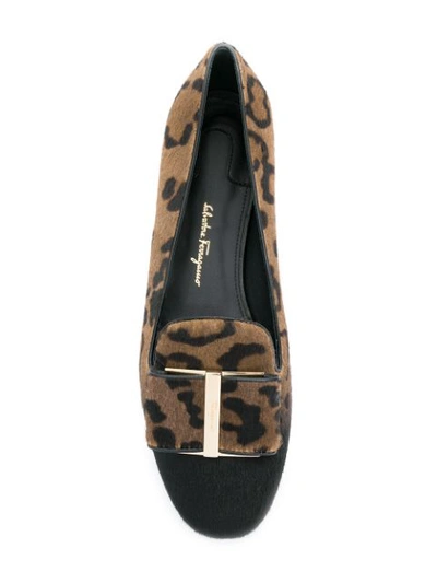 Shop Ferragamo Vara Leopard Loafers In Brown