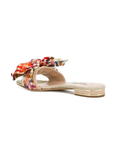 Shop Casadei Checked Bow Sandals In Multicolour
