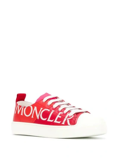 Shop Moncler Logo Lace-up Sneakers In Red
