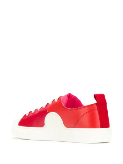 Shop Moncler Logo Lace-up Sneakers In Red