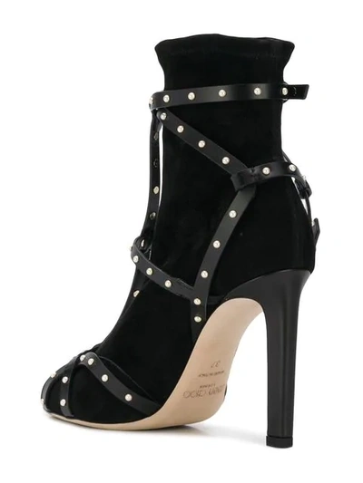 Shop Jimmy Choo Faux-pearl Embellished Brianna 100 Booties In Black