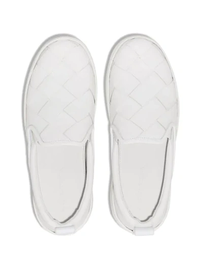 Shop Bottega Veneta Maxi Intrecciato Weave Slip-on Sneakers In White
