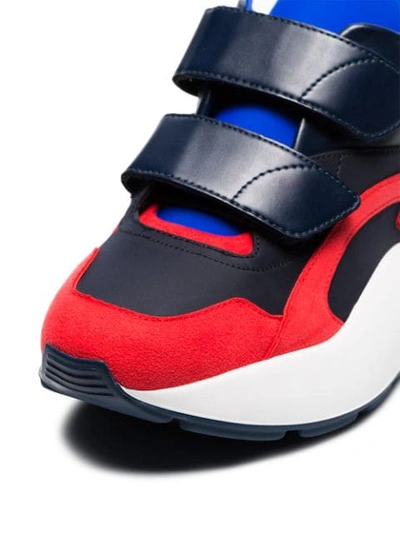 Shop Stella Mccartney Black, Red And Blue Eclypse 45 Chunky Velcro Sneakers