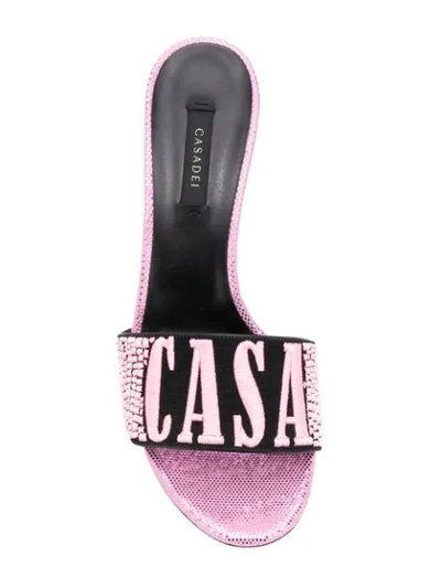 Shop Casadei Embroidered Slides In Pink