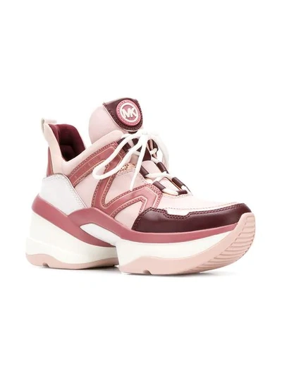 Shop Michael Michael Kors Olympia Lace-up Sneakers In Pink