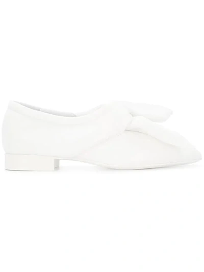 Shop Jil Sander Bow Front Slippers In White