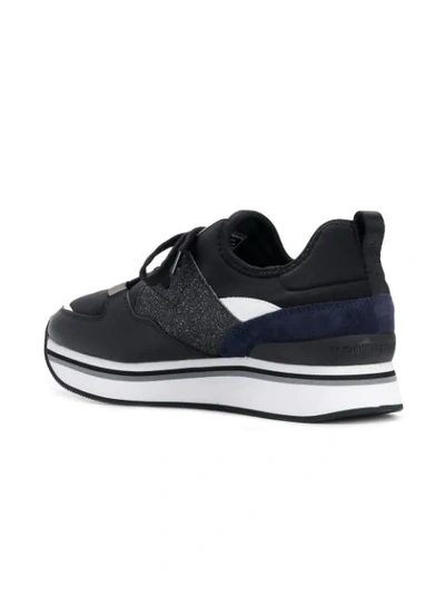 Shop Emporio Armani Flatform Lace-up Sneakers - Black