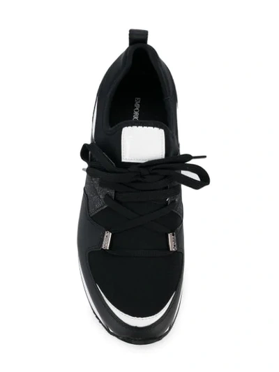 Shop Emporio Armani Flatform Lace-up Sneakers - Black