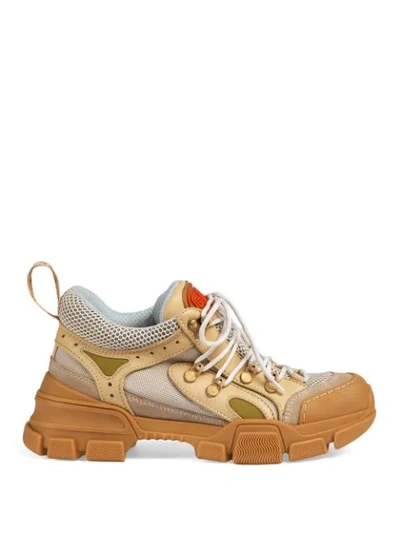 Shop Gucci Crystal Embellished Sneakers - Neutrals