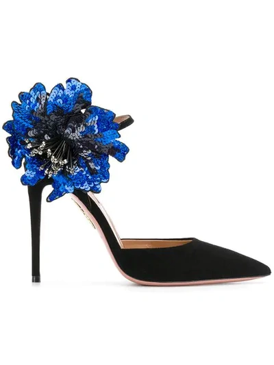 Shop Aquazzura Disco Flower Pumps In Black