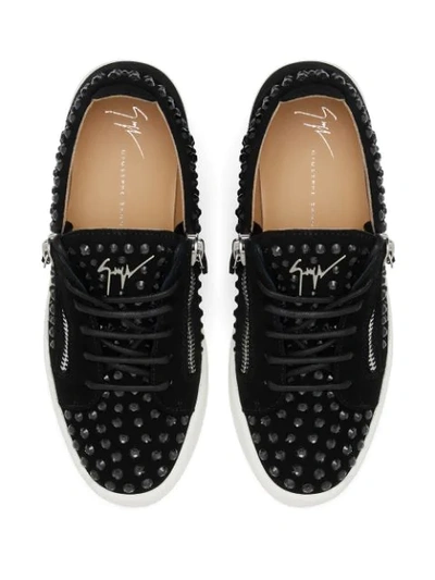 Shop Giuseppe Zanotti Crystal Embellished Sneakers In Black