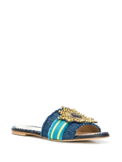 Shop Mr & Mrs Italy Embroidered Sandals In Blue