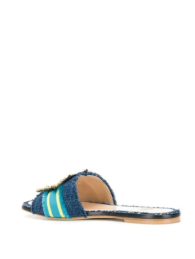 Shop Mr & Mrs Italy Embroidered Sandals In Blue