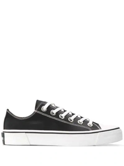 MARC JACOBS LOW TOP SATIN-EFFECT SNEAKERS - 黑色