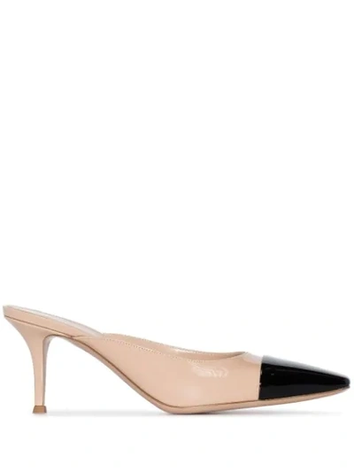 Shop Gianvito Rossi Two-tone 70mm Mules In Neutrals