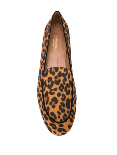 Shop Aquazzura Leopard Print Flat Loafers