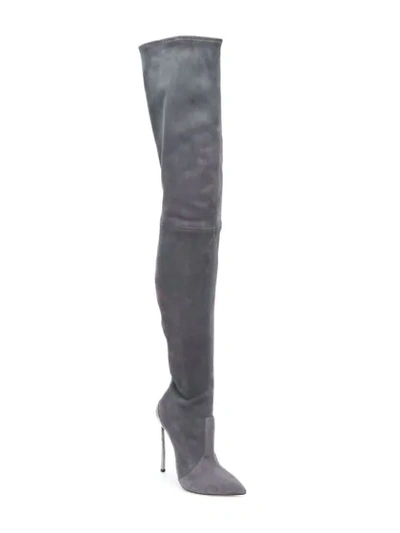 Shop Casadei Techno Blade Over-the-knee Boots - Grey