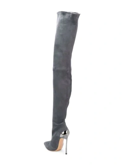 Shop Casadei Techno Blade Over-the-knee Boots - Grey