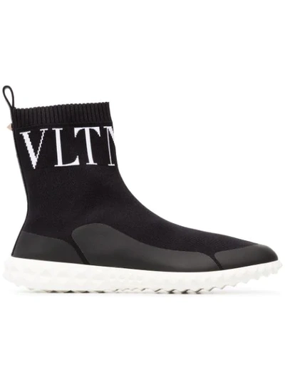 Shop Valentino Gestrickte Sock-boots In Black