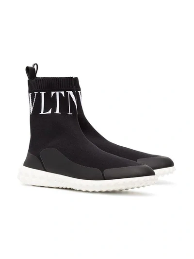 Shop Valentino Gestrickte Sock-boots In Black