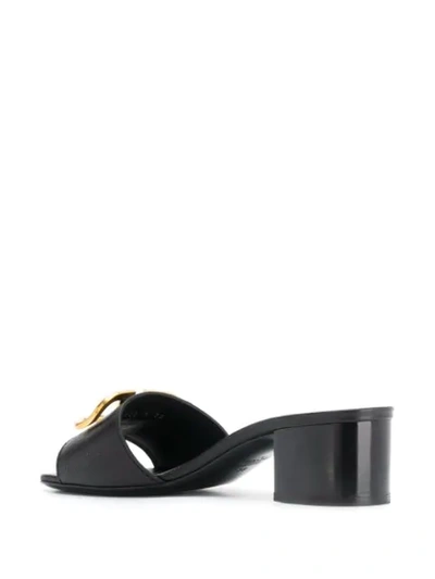 Shop Valentino Vlogo Low-heel Sandals In Black