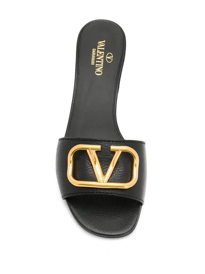 Shop Valentino Vlogo Low-heel Sandals In Black