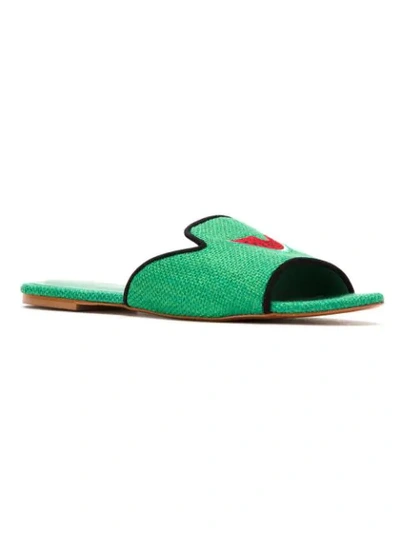 Shop Blue Bird Shoes Cotton Melancia Slides In Verde