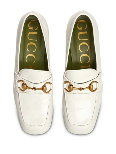 Shop Gucci Horsebit Platform Loafers In White