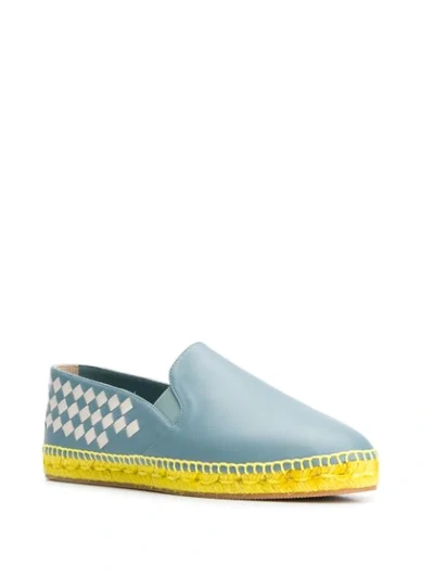 Shop Bottega Veneta Gala Checked Espadrilles In Blue