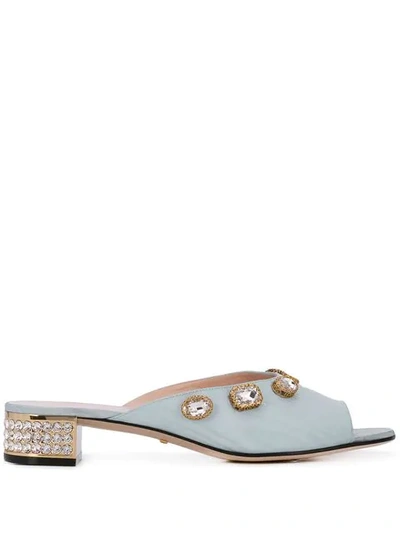 Shop Gucci Crystal Embellished Sandals - Blue