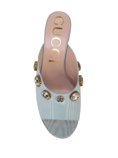 Shop Gucci Crystal Embellished Sandals - Blue