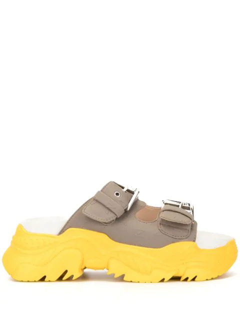 yellow chunky sandals