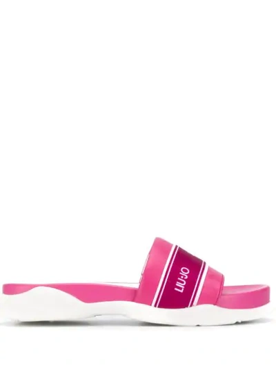 Shop Liu •jo Logo Pool Slides In Pink