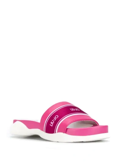 Shop Liu •jo Logo Pool Slides In Pink