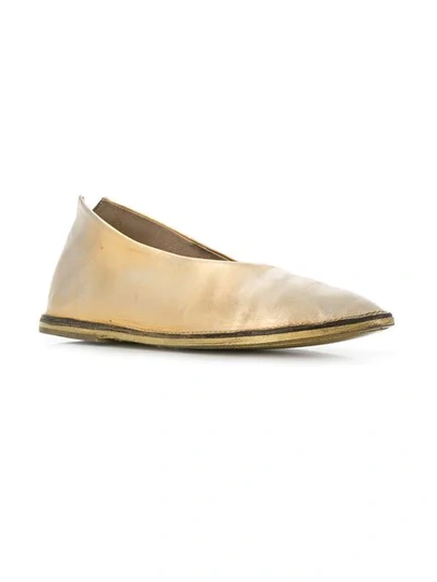 Shop Marsèll Metallic Ballerina Shoes In Gold