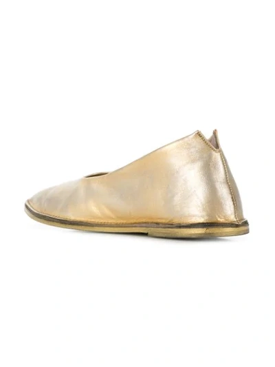 MARSÈLL 金属感芭蕾舞平底鞋 - 金色