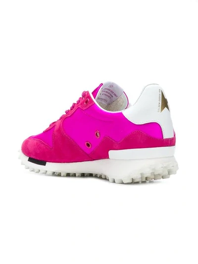 Shop Golden Goose Pink Low Top Lace Up Leather Sneakers