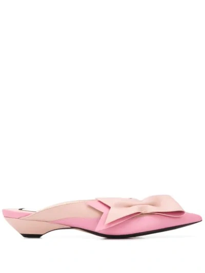 Shop N°21 Bow Detail Mules In Pink