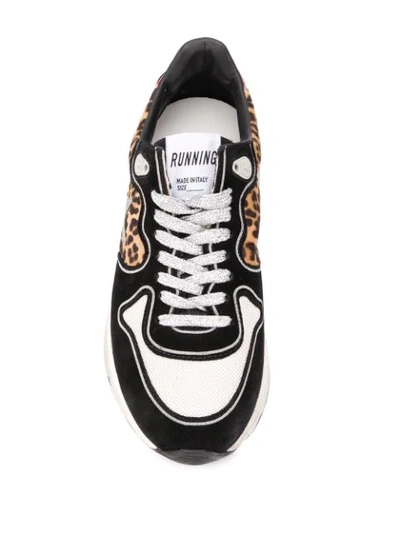 Shop Golden Goose Leopard Panel Running Sneakers In Black