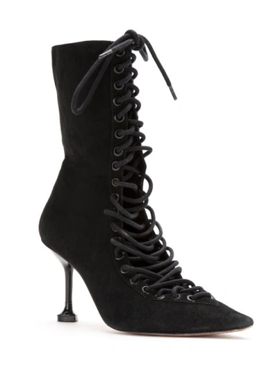 Shop Andrea Bogosian Suede Lace Up Boots - Black