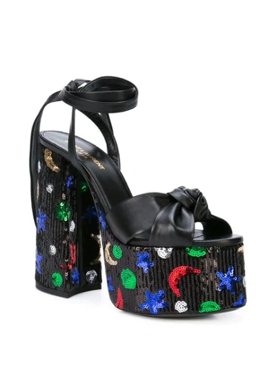 Shop Saint Laurent Paige Sequin Platform Sandals In 1000 -nero