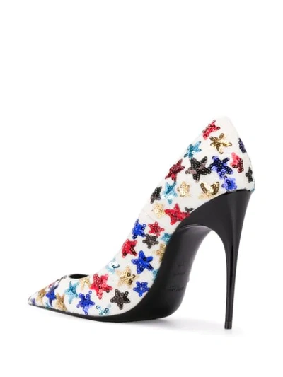 Shop Saint Laurent Edwige Embroidered Pumps In White