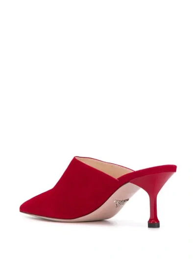 Shop Prada Pointed Toe Mules In Red