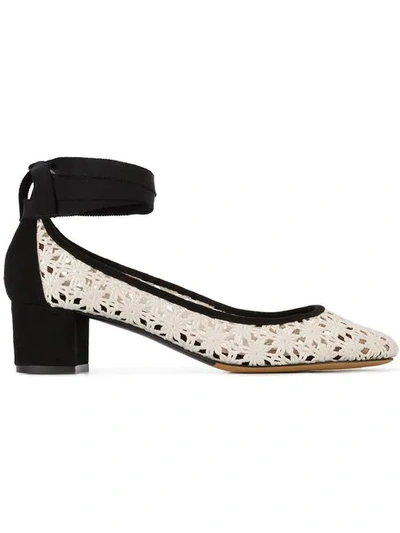 Shop Tabitha Simmons Crochet Embroidered Ballerinas In Black