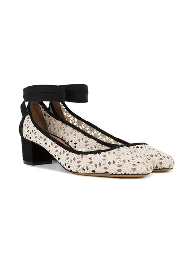 Shop Tabitha Simmons Crochet Embroidered Ballerinas In Black