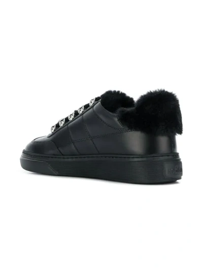 Shop Hogan Faux Fur Trim Sneakers In Black