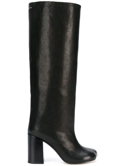 Shop Mm6 Maison Margiela Knee Length Boots In Black